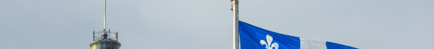 Quebec and Canadian flags in Quebec City, QC, Canada